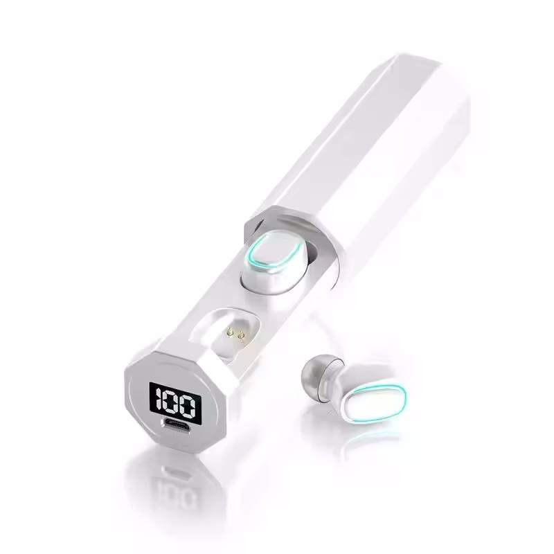 Sport Gaming Blue Tooth earphone in-ear touch High Sound Quality True Wireless Stereo Earbuds TWS Wireless Earbuds Earphones (White)
